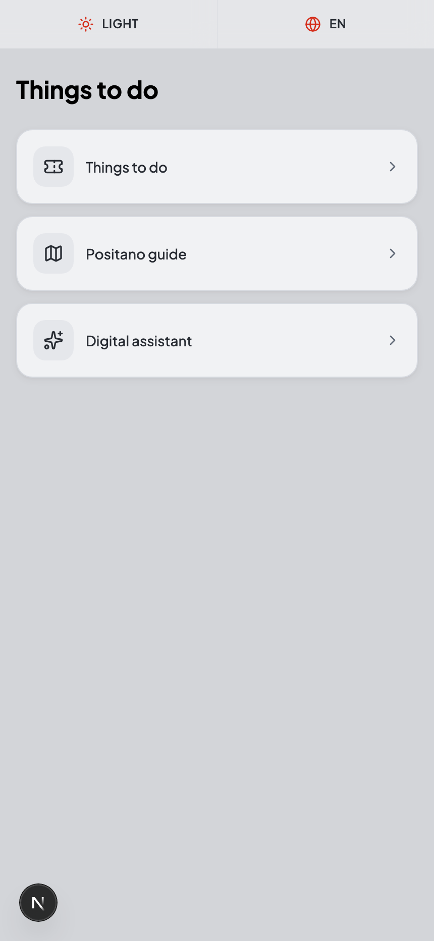 Explore screen in the Brikette app.
