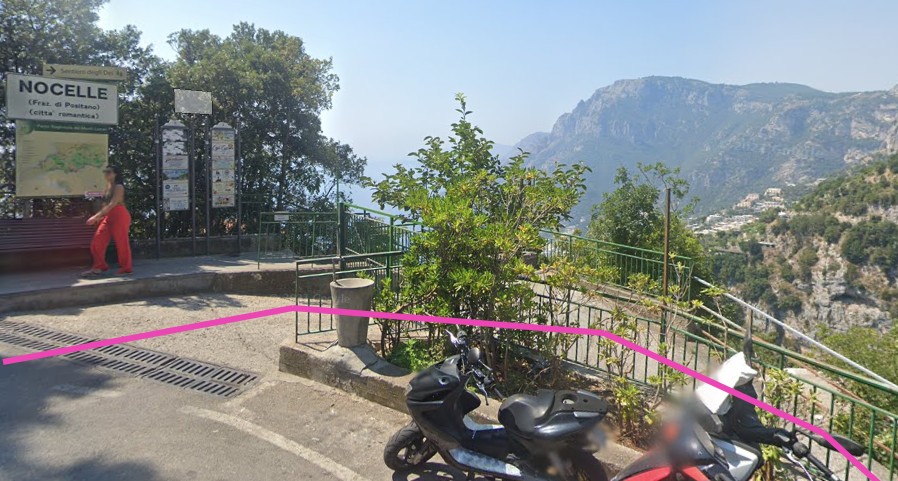 Stairway leading down from the Nocelle car park bus stop to the village walkway