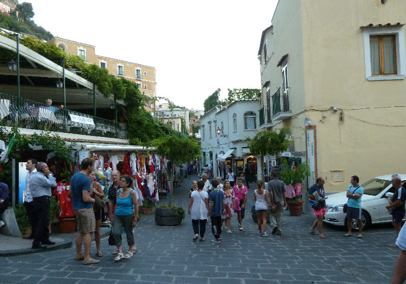 View from inside the interno Positano bus showing the winding coastal route