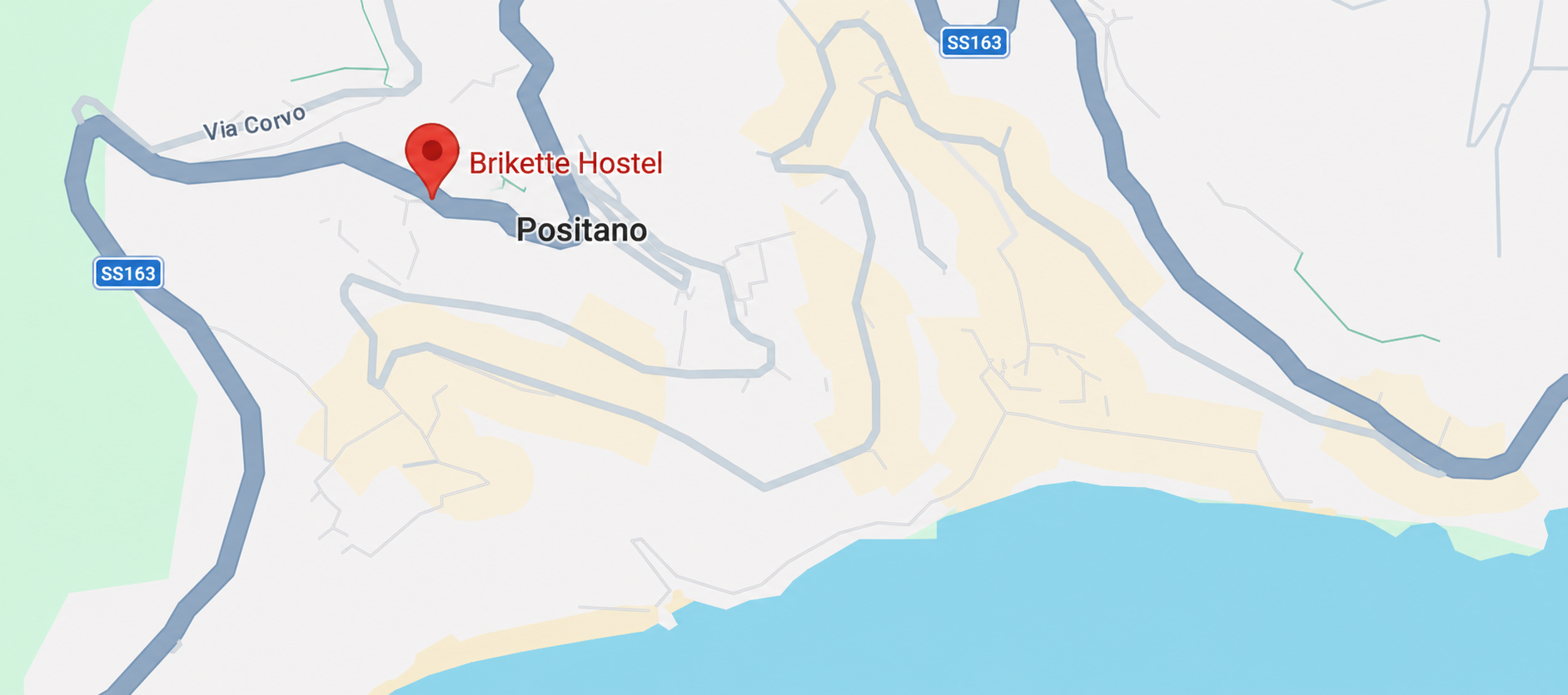 Map showing Hostel Brikette location in Positano